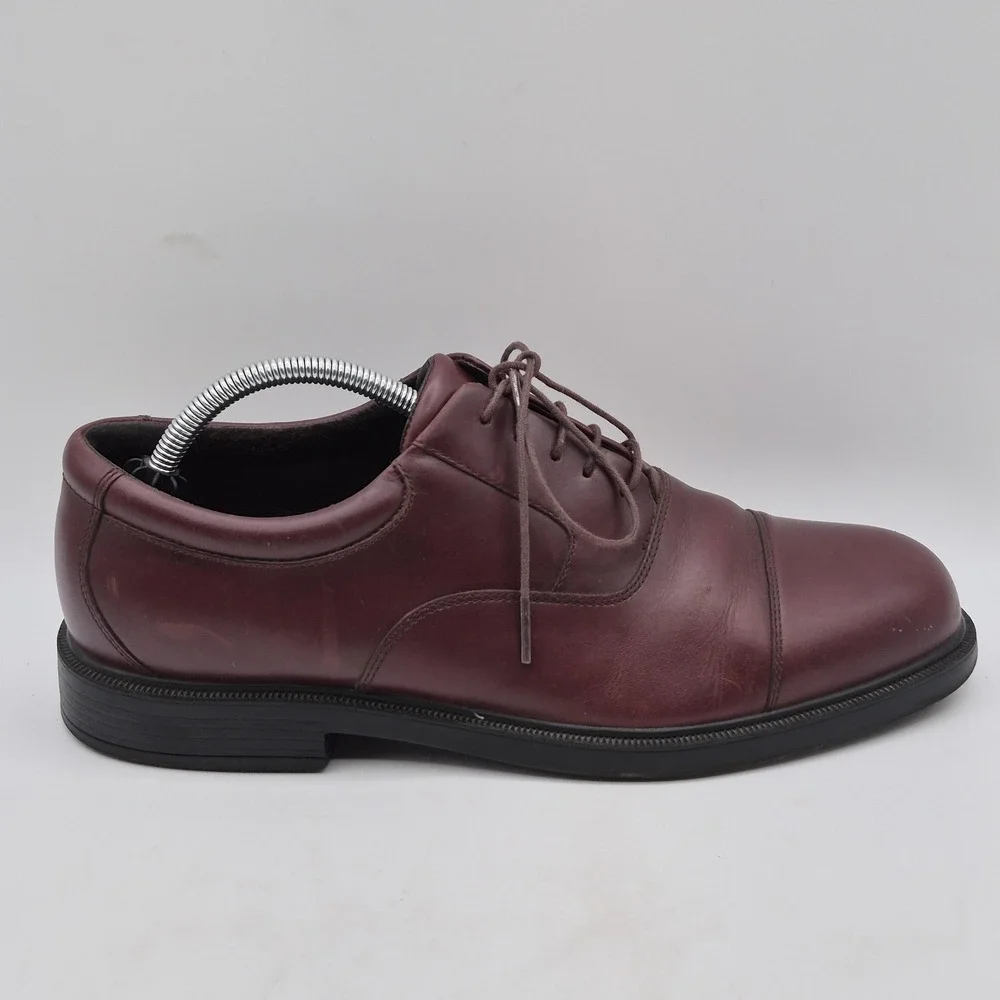 Rockport Shoes Mens Size 10.5 Red Leather Cap Toe Oxford Dress Lace Up M4347‎